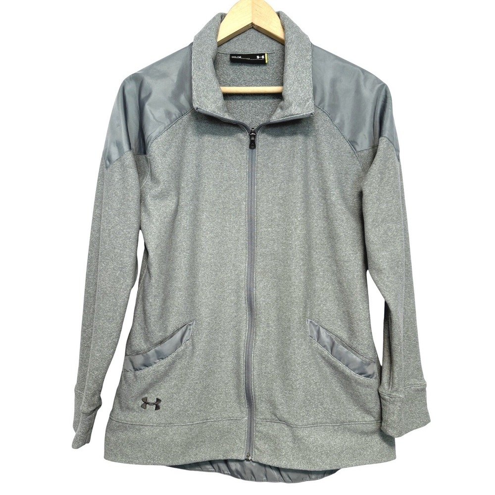 Under Armour Fleece Jacket Mens‎ M Gray ColdGear Full Zip Athletic Blokecore